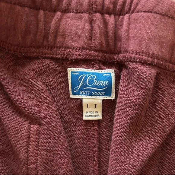 J. Crew Knit Goods Jogger Sweatpants, Burgundy, Size Large Tall - Picture 6 of 9